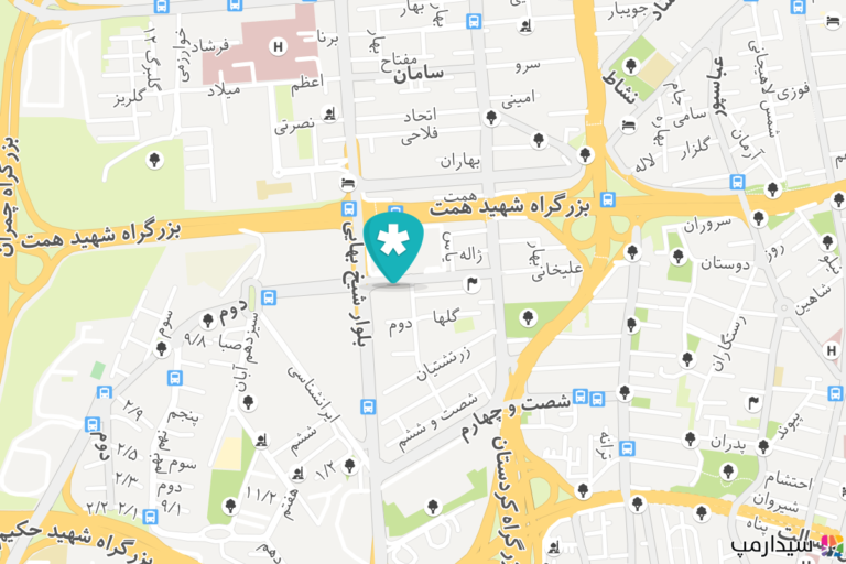 نقشه آدرس - نقشه محل شرکت در تهران، خیابان شیراز جنوبی، خیابان آقا علیخانی